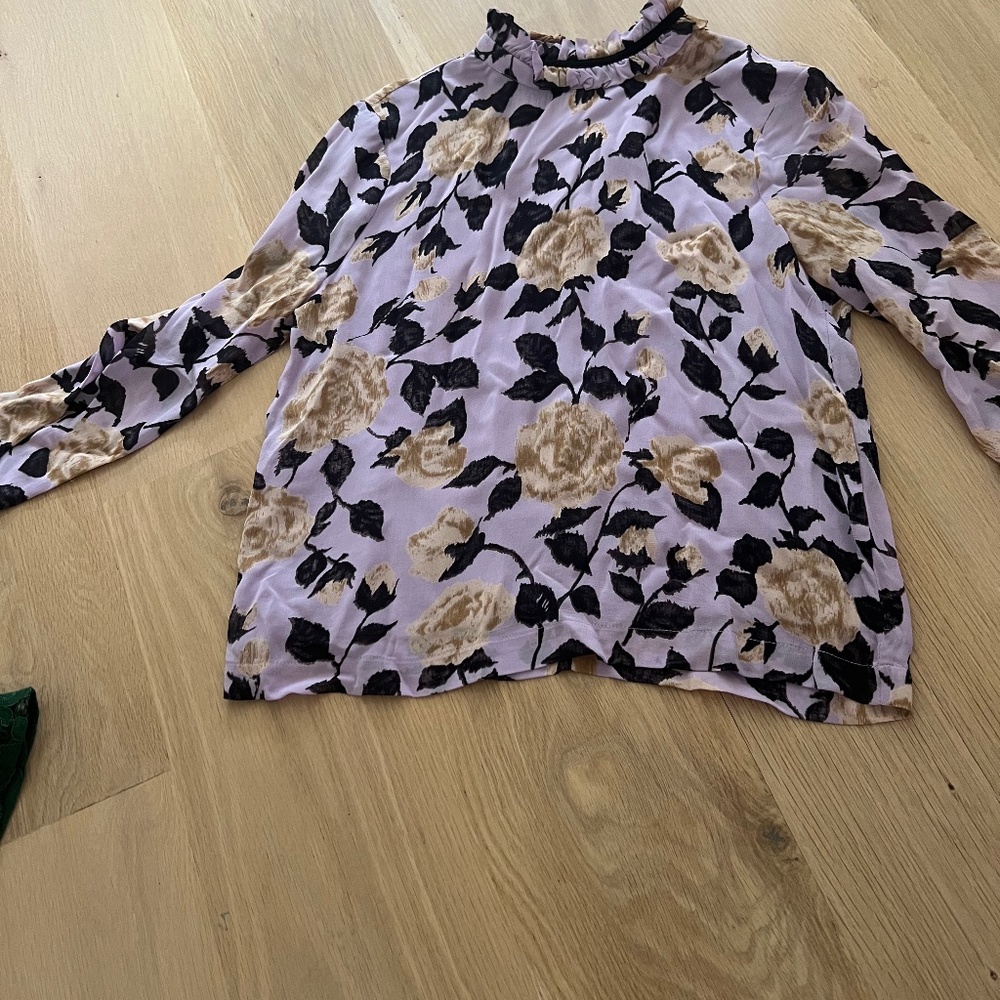 Purple floral blouse